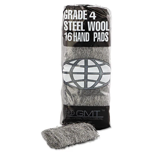 Industrial-quality Steel Wool Hand Pads, #4 Extra Coarse, Steel Gray, 16 Pads/sleeve, 12 Sleeves/carton - Image 2