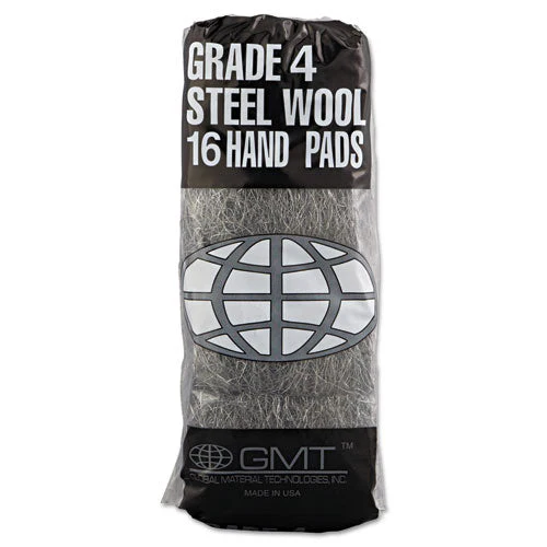 Industrial-quality Steel Wool Hand Pads, #4 Extra Coarse, Steel Gray, 16 Pads/sleeve, 12 Sleeves/carton - Image 3