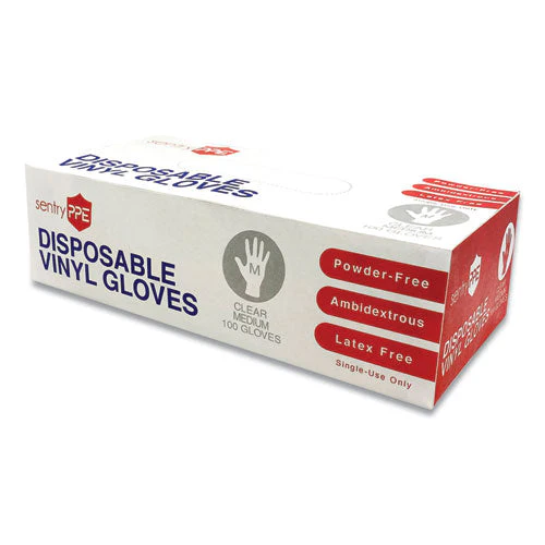 Single Use Vinyl Glove, Clear, Medium, 100/box, 10 Boxes/carton - Image 1