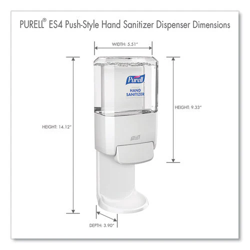Push-style Hand Sanitizer Dispenser, 1,200 Ml, 5.25 X 8.56 X 12.13, White - Image 3