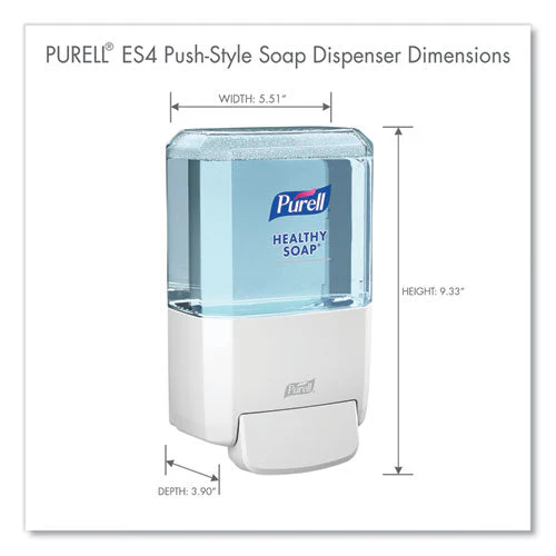 Es4 Soap Push-style Dispenser, 1,200 Ml, 4.88 X 8.8 X 11.38, White - Image 3