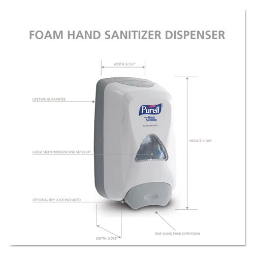 Fmx-12 Foam Hand Sanitizer Dispenser, 1,200 Ml Refill, 6.6 X 5.13 X 11, White - Image 3