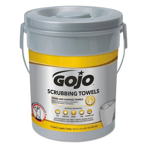 Scrubbing Towels, Hand Cleaning, 2-ply, 10.5 X 12, Fresh Citrus, Silver/yellow, 72/bucket - Image 1