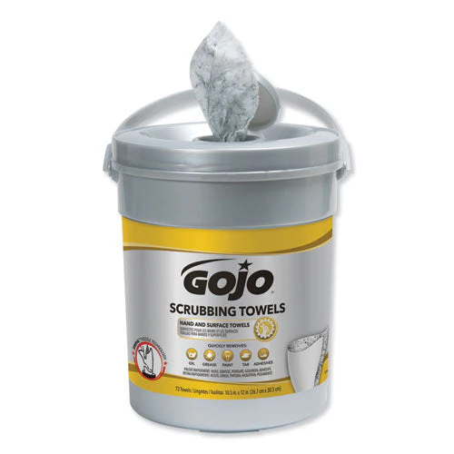 Scrubbing Towels, Hand Cleaning, 2-ply, 10.5 X 12, Silver/yellow, 72/bucket, 6/carton - Image 2