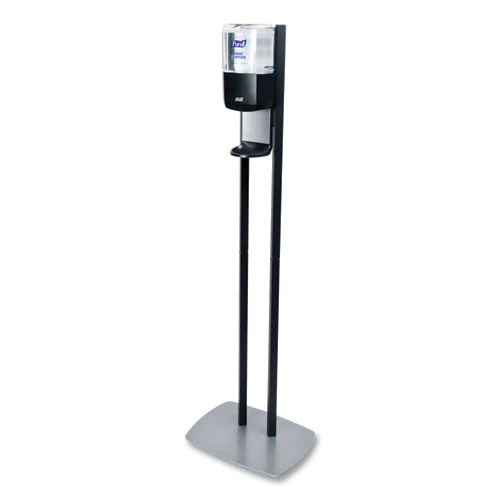Es6 Hand Sanitizer Floor Stand With Dispenser, 1,200 Ml, 13.5 X 5 X 28.5, Graphite/silver - Image 1