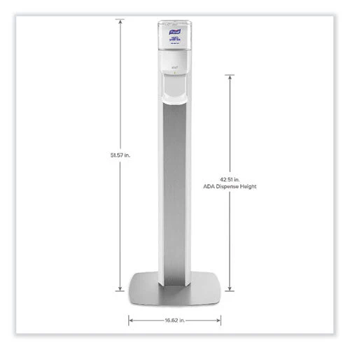 Messenger Es6 Floor Stand With Dispenser, 1,200 Ml, 13.16 X 16.63 X 51.57, Silver/white - Image 3