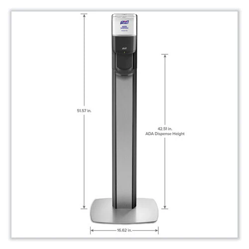 Messenger Es6 Graphite Panel Floor Stand With Dispenser, 1,200 Ml, 16.75 X 6 X 40, Graphite/silver - Image 2