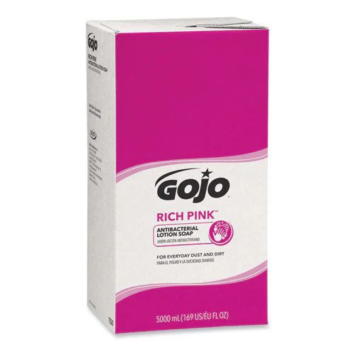 Rich Pink Antibacterial Lotion Soap Refill, Floral, 5,000 Ml, 2/carton - Image 1