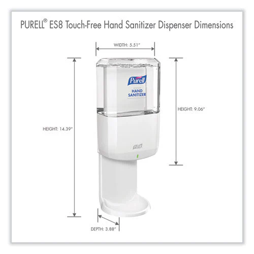 Es8 Touch Free Hand Sanitizer Dispenser, 1,200 Ml, 5.25 X 8.56 X 12.13, White - Image 3