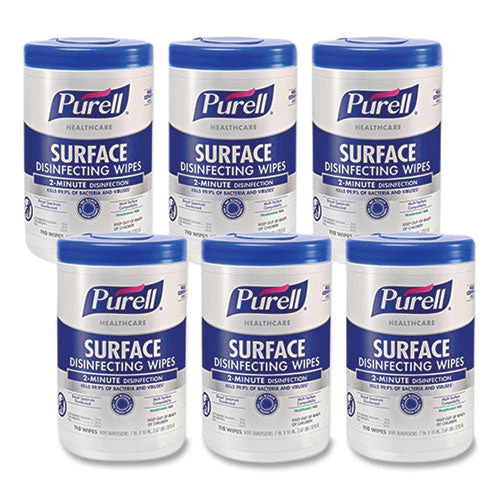 Healthcare Surface Disinfecting Wipes, 1-ply, 7" X 10", Unscented, White, 110 Wipes/canister, 6 Canisters/carton - Image 1