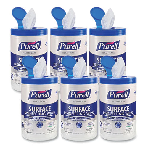 Healthcare Surface Disinfecting Wipes, 1-ply, 7" X 10", Unscented, White, 110 Wipes/canister, 6 Canisters/carton - Image 3