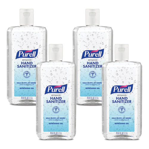 Advanced Hand Sanitizer Refreshing Gel, 1 L Flip Cap Bottle, Clean Scent, 4/carton - Image 1