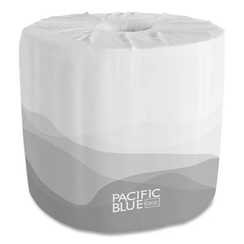 Pacific Blue Basic Bathroom Tissue, Septic Safe, 1-ply, White, 1,210 Sheets/roll, 80 Rolls/carton - Image 1