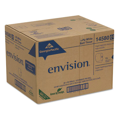 Pacific Blue Basic Bathroom Tissue, Septic Safe, 1-ply, White, 1,210 Sheets/roll, 80 Rolls/carton - Image 2