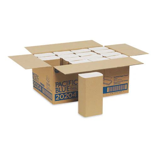 Pacific Blue Basic Folded Paper Towel, 1-ply, 9.2 X 9.4, White, 250/pack, 16 Packs/carton - Image 1