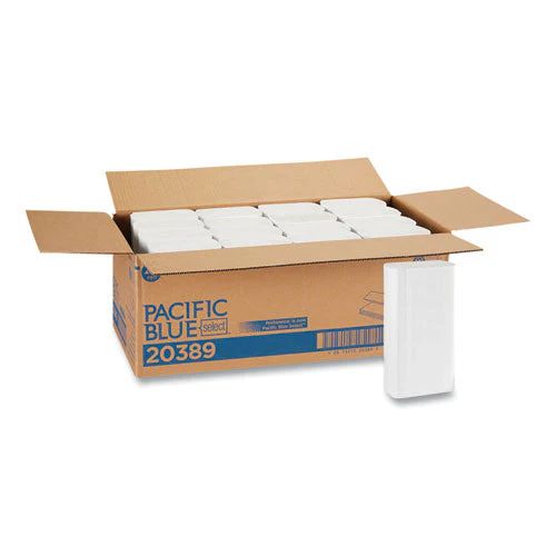 Pacific Blue Select Folded Paper Towels, 1-ply, 9.2 X 9.4, White, 250/pack, 16 Packs/carton - Image 1