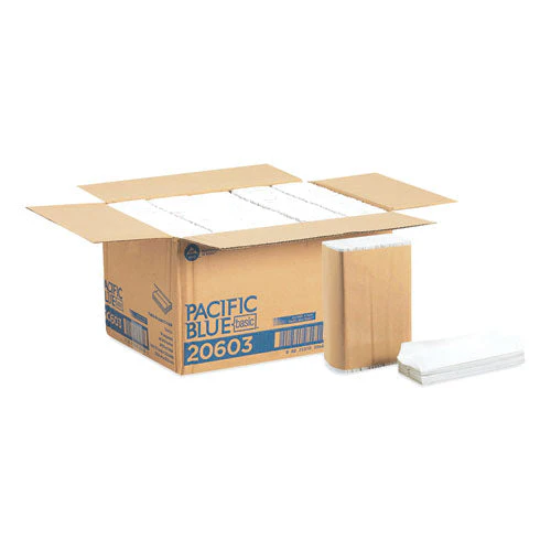 Pacific Blue Basic C-fold Paper Towels, 1-ply, 10.1 X 13.2, White, 240/pack, 10 Packs/carton - Image 1