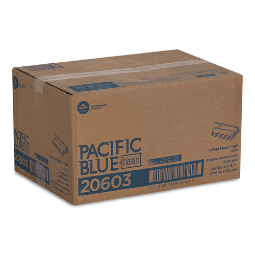 Pacific Blue Basic C-fold Paper Towels, 1-ply, 10.1 X 13.2, White, 240/pack, 10 Packs/carton - Image 3