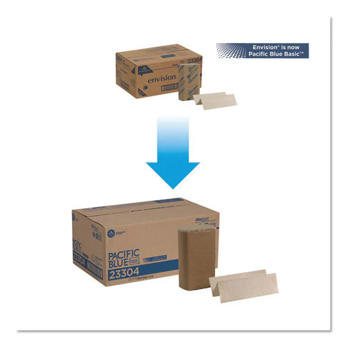 Pacific Blue Basic M-fold Paper Towels, 1-ply, 9.2 X 9.4, Brown, 250/pack, 16 Packs/carton - Image 2