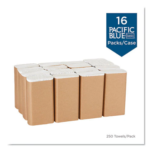 Pacific Blue Basic M-fold Paper Towels, 1-ply, 9.2 X 9.4, White, 250/pack, 16 Packs/carton - Image 2
