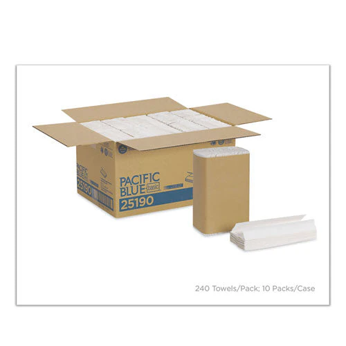 Pacific Blue Basic C-fold Paper Towel, 1-ply, 10.1 X 12.7, White, 240/pack, 10 Packs/carton - Image 1