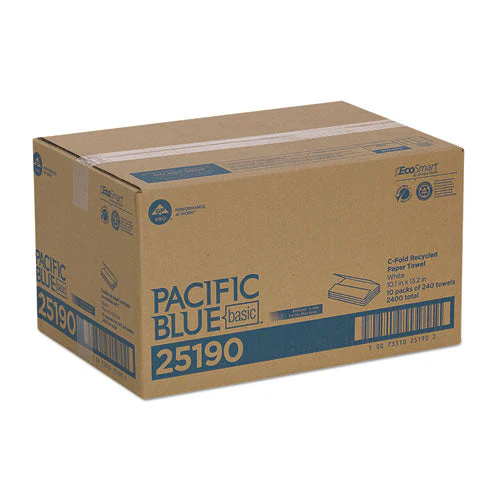 Pacific Blue Basic C-fold Paper Towel, 1-ply, 10.1 X 12.7, White, 240/pack, 10 Packs/carton - Image 2