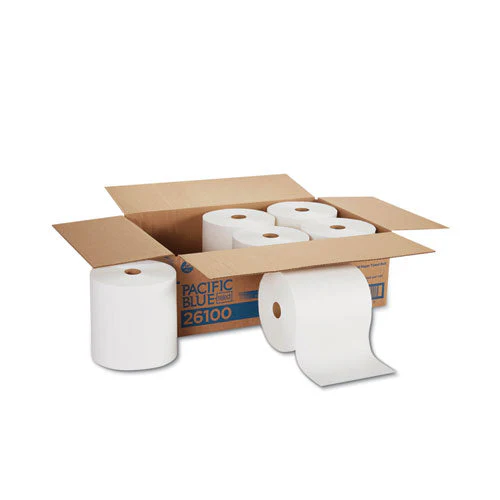 Pacific Blue Basic  Nonperf Paper Towels, 1-ply, 7.78 X 1,000 Ft, White, 6 Rolls/carton - Image 1