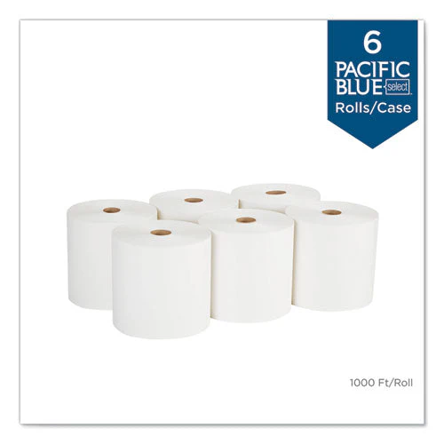 Pacific Blue Basic  Nonperf Paper Towels, 1-ply, 7.78 X 1,000 Ft, White, 6 Rolls/carton - Image 2
