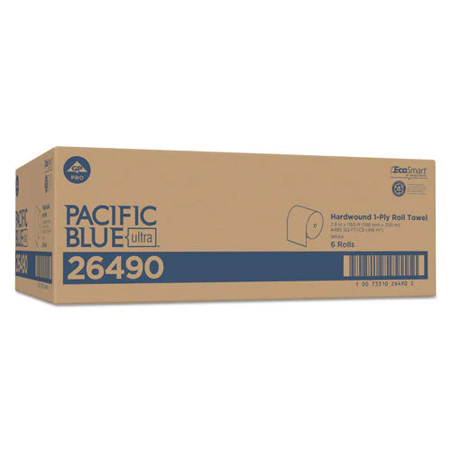 Pacific Blue Ultra Paper Towels, 1-ply, 7.87" X 1,150 Ft, White, 6 Rolls/carton - Image 3