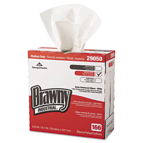 Medium Duty Scrim Reinforced Wipers, 4-ply, 9.25 X 16.69, Unscented, White, 166/box, 5 Boxes/carton - Image 1