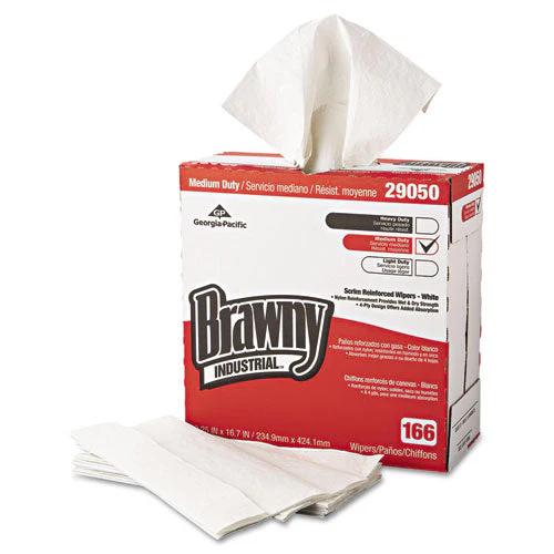 Medium Duty Scrim Reinforced Wipers, 4-ply, 9.25 X 16.69, Unscented, White, 166/box, 5 Boxes/carton - Image 2