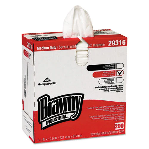 Lightweight Disposable Shop Towel, 9.1" X 12.5, White, 200/box - Image 1