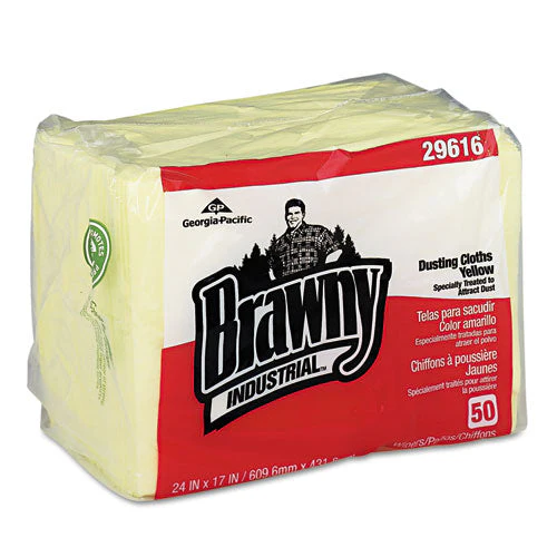 Dusting Cloths Quarterfold, 17 X 24, Unscented, Yellow, 50/pack, 4 Packs/carton - Image 1
