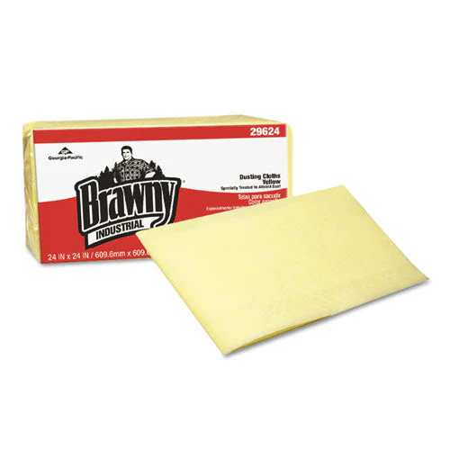 Dusting Cloths, Quarterfold, 24 X 24, Unscented, Yellow, 50/pack, 4 Packs/carton - Image 1