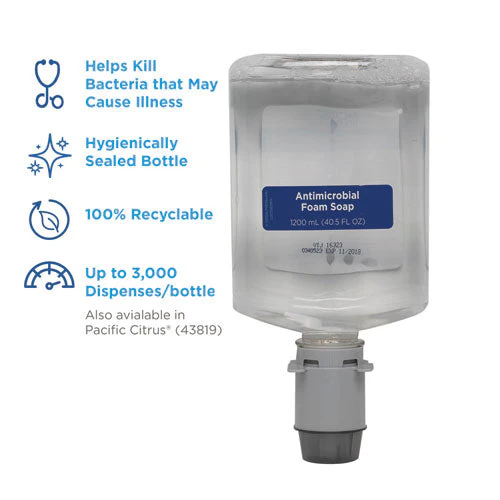 Pacific Blue Ultra Foam Soap Manual Dispenser Refill, Antimicrobial, Unscented, 1,200 Ml, 4/carton - Image 2