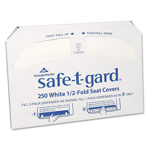 Safe-t-gard Half-fold Toilet Seat Covers, 14.5 X 17, White, 250/pack, 20 Packs/carton - Image 1