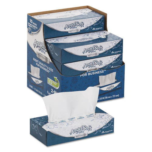 Ps Ultra Facial Tissue, 2-ply, White, 125 Sheets/box, 10 Boxes/carton - Image 1