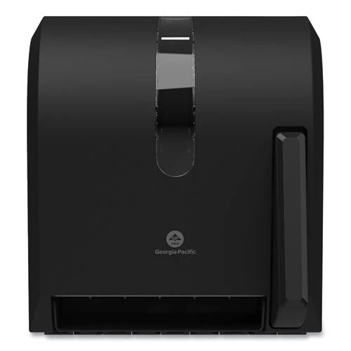 Hygienic Push-paddle Roll Towel Dispenser, 13 X 10 X 14.4, Black - Image 1