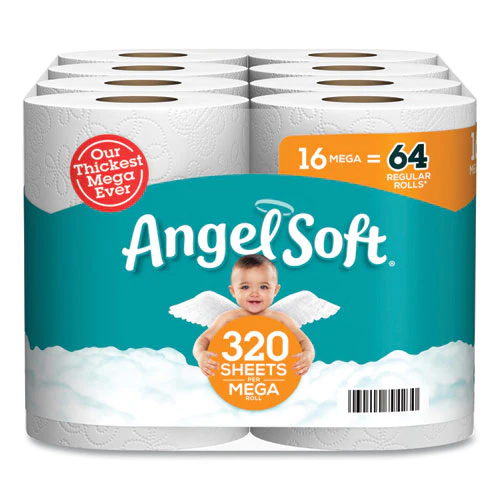 Mega Toilet Paper, Septic Safe, 2-ply, White, 320 Sheets/roll, 16 Rolls/pack - Image 2