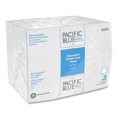 Pacific Blue Select Disposable Patient Care Washcloths, 1-ply, 9.5 X 13, Unscented, White, 50/pack, 20 Packs/carton - Image 1