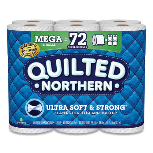 Ultra Soft And Strong Bathroom Tissue, Mega Rolls, Septic Safe, 2-ply, White, 328 Sheets/roll, 18 Rolls/carton - Image 1
