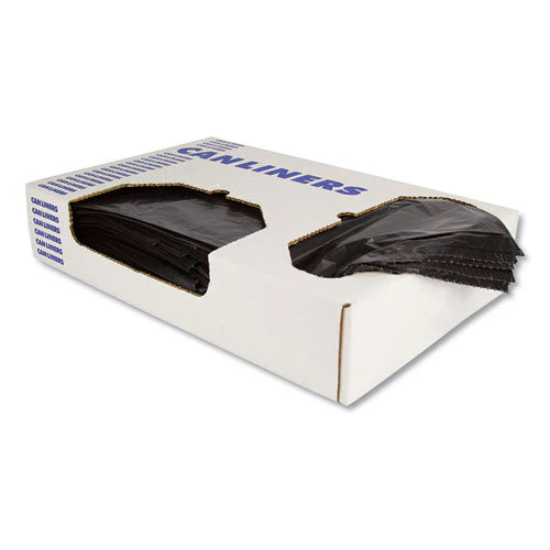Linear Low-density Can Liners, 10 Gal, 0.55 Mil, 24 X 23, Black, 500/carton - Image 1