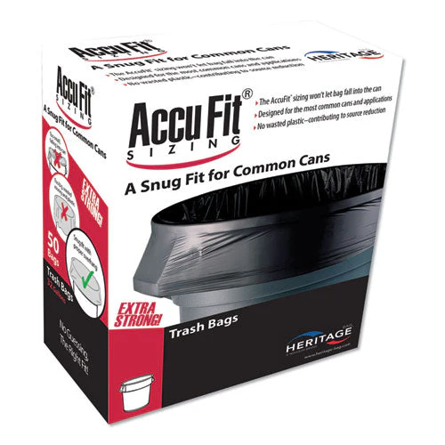 Linear Low Density Can Liners With Accufit Sizing, 23 Gal, 0.9 Mil, 28" X 45", Black, 50/box - Image 1