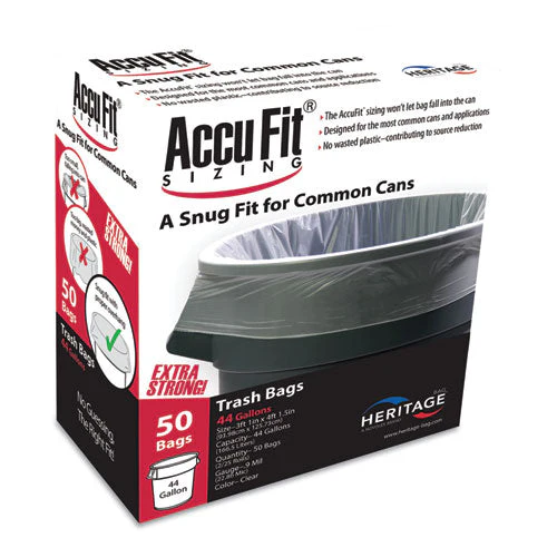 Linear Low Density Can Liners With Accufit Sizing, 44 Gal, 0.9 Mil, 37" X 50", Clear, 50/box - Image 1