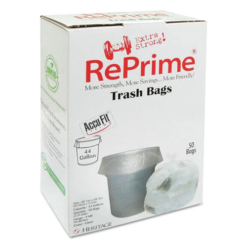 Linear Low Density Can Liners With Accufit Sizing, 44 Gal, 0.9 Mil, 37" X 50", Clear, 50 Bags/box, 4 Boxes/carton - Image 1
