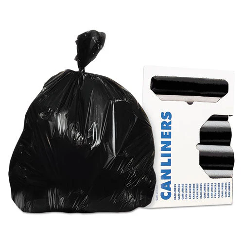 Linear Low Density Can Liners With Accufit Sizing, 44 Gal, 0.9 Mil, 37" X 50", Black, 20 Bags/roll, 5 Rolls/carton - Image 1
