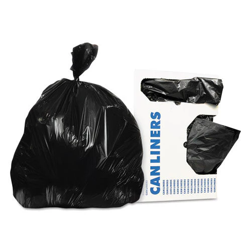 Linear Low-density Can Liners, 56 Gal, 0.9 Mil, 43" X 47", Black, 100/carton - Image 1