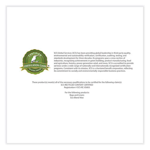 Eco Blend Max Can Liners, 23 Gal, 0.8 Mil, 28" X 45", Green Tint, 25 Bags/roll, 10 Rolls/carton - Image 2