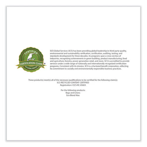 Eco Blend Max Can Liners, 33 Gal, 0.8 Mil, 33" X 39", Green, 25 Bags/roll, 8 Rolls/carton - Image 2