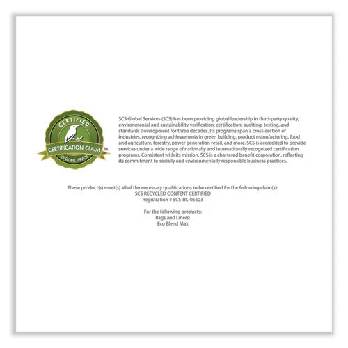 Eco Blend Max Can Liners, 60 Gal, 0.8 Mil, 38" X 58", Green, 20 Bags/roll, 5 Rolls/carton - Image 3